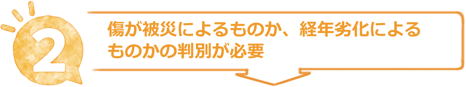 傷が被災によるものか、経年劣化によるものかの判別が必要